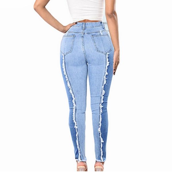 

casual pocket splitsen high tail women fashion ny jeans effects color broek women's plus size, Blue