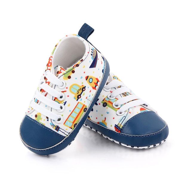 

first walkers born baby boys girls breathable cotton soft-soled anti-slip canvas car fish cat animal printing shoes