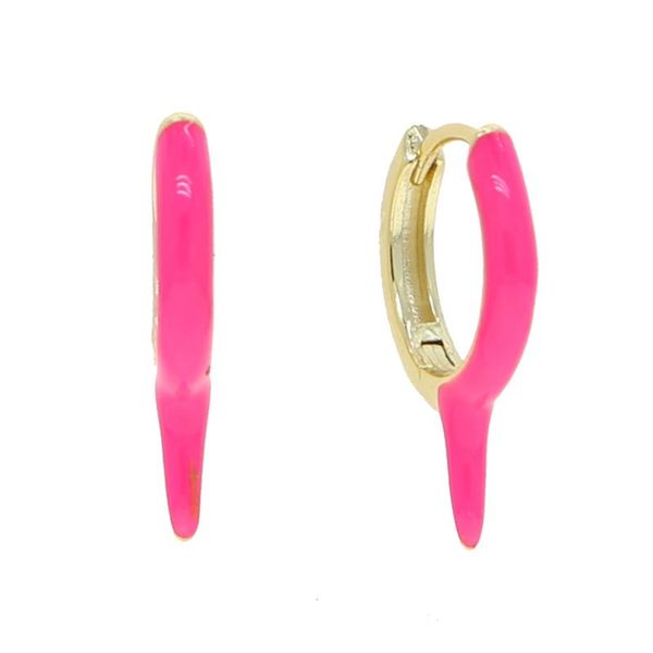 

hoop & huggie neon enamel jewelry gold color circle colorful earrings 13mm round gifts for women ins fashion, Golden;silver