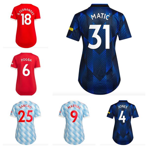 

manchester women soccer jersey 21 22 ronaldo girls sancho man cavani utd van de beek rashford 2021 2022 ladies football shirts woman home aw, Black;yellow