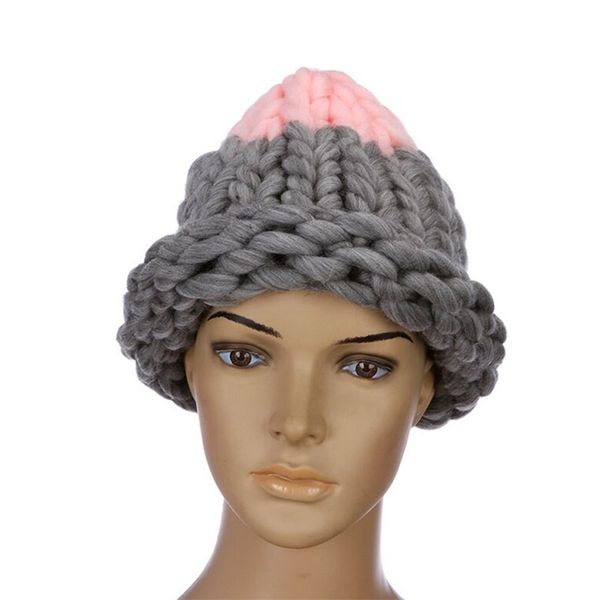 XEONGKVI Koreanische Version Mode Island Haar Handmade Stricken Wolle Caps Frau Chirstmas Beanies Warme Winter Hüte Für Mädchen 211228