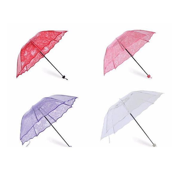 

mini transparent umbrella women rain girls plastic clear lace parasol parapluie three-fold paraguas colorful 8 ribs jllopa
