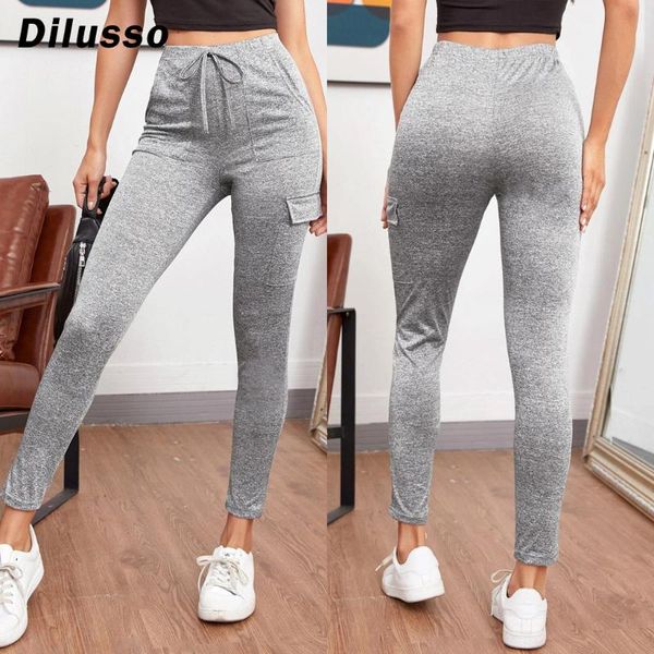 

women's pants & capris women casual pocket elastic length trousers sweatpants solid daily outdoor sport female soft, Black;white