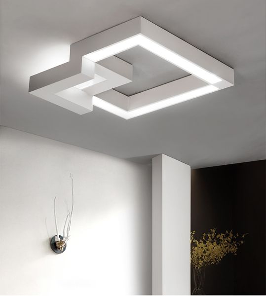Moderne weiße LED-Deckenleuchten, Geometrie, quadratisch, dimmbar, Kunst-Kronleuchter, Innendekoration für Wohnzimmer, Esszimmer, Arbeitszimmer