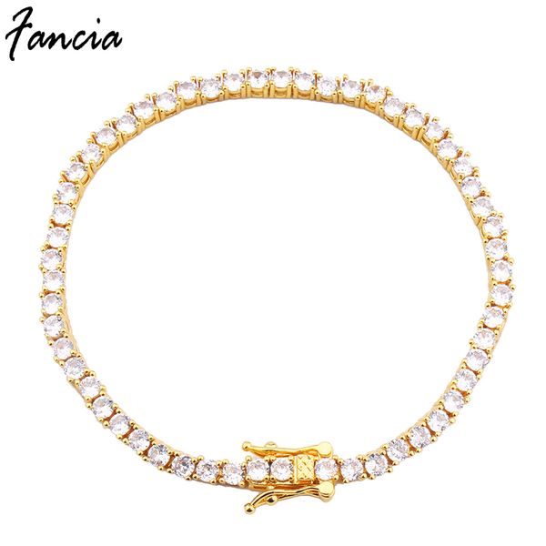 

european and american tennis lobster clasp 3.3mm chain temperament light bracelet hip-hop experts like to take it at will, Black