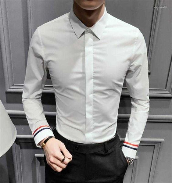 

men's casual shirts shirt solid long sleeve lapel clothes fashion styles single breasted homme spring designer iivk, White;black