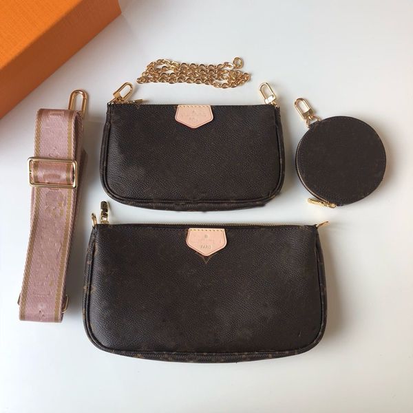 

women shoulder designers cross body 3pcs handbags pochette mini wallet accessories straps bag crossbody luxury vintage leather bags pur kthj