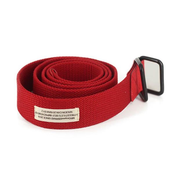 

belts q 120cm square double ring buckle black canvas for women solid color casual waistbelt men belt student waistband, Black;brown