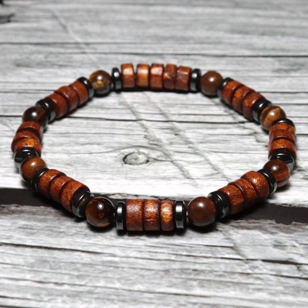 

charm bracelets trendy mens bracelet set antique wenge wood brazalete for homme natural small tiger eye braclet stone hematite braslet, Golden;silver