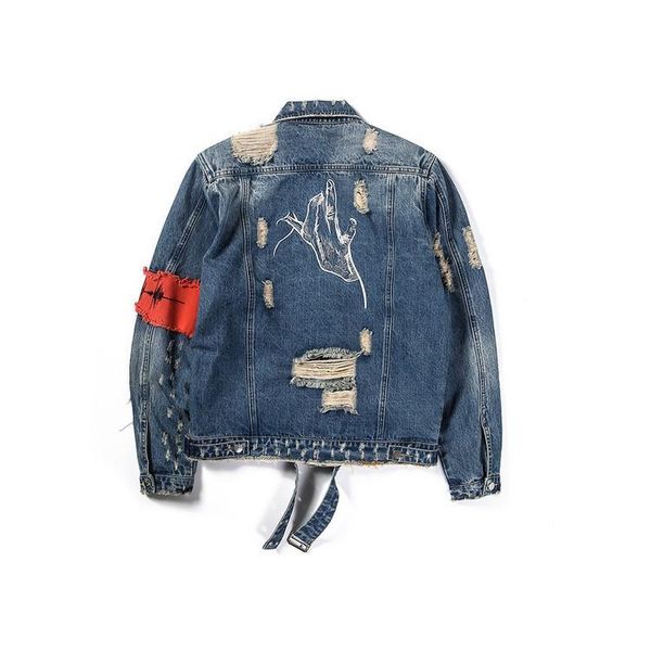 

men's jackets denim high street jacket fashionable and women's coats embroidered bergamot finger, Black;brown