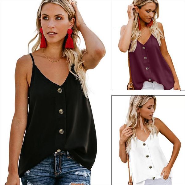 

casual loose vest women cami summer v neck polyester sleeveless shirts breathable basic lounge wear solid tank top, White