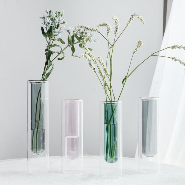 

vases nordic glass vase color creative test tube hydroponics flower home decor plant holder living room desk gift