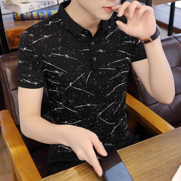 

2021 new short-sleeved slim fit korean version fashion youth men's wear summer versatile t-shirt men plus size 9ql4, White;black