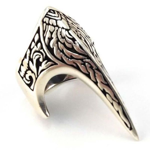 

wedding rings vintage men irregular thumb ring silver color carved special pattern knuckle alien war crown punk jewelry accessories, Slivery;golden