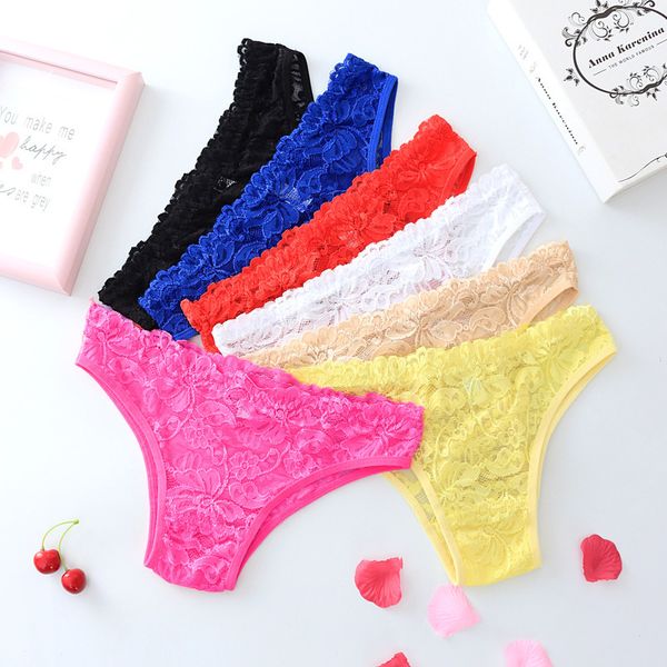 

large size low waist bikini underwear seamless breathable fun lace temptation briefs 3309, Black;pink
