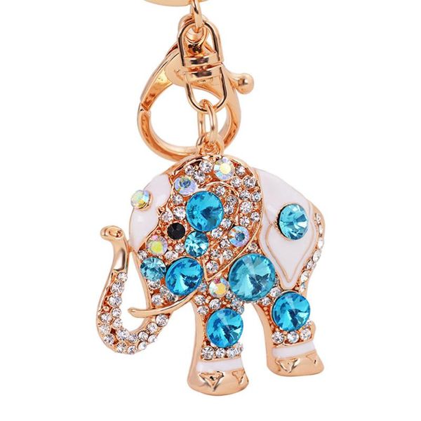 

keychains crystal elephant keychain rhinestone keyring purse key holder pendants handbag charm pendant women's car llavero, Silver