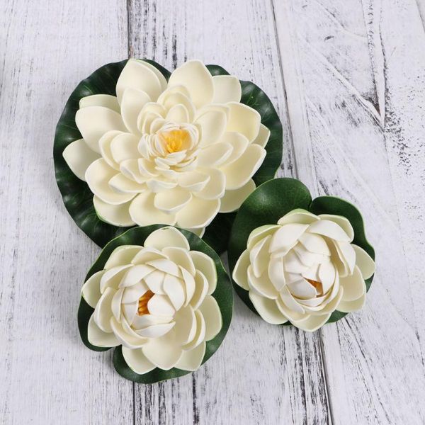 

decorative flowers & wreaths 6pcs artificial pond plants lotus lilies (white)