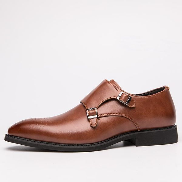 

dress shoes men oxford elegant business office british style carved buckle leather formal brown black