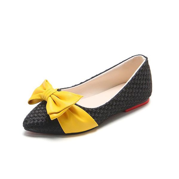 

flat shoes girls loafers slip-on bow-knot pointed toes children flats for big kids chic princess leather boat 2021 spring, Black;grey