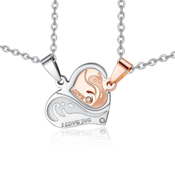 

pendant necklaces 1 paired fashion bff couple heart necklace stainless steel lovers couples friendship jewelry gift friends forever, Silver