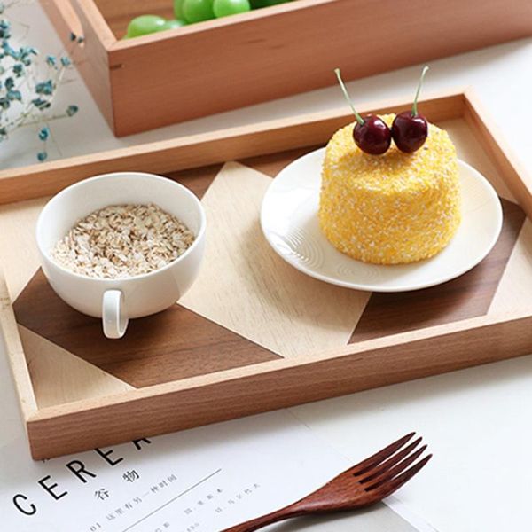

kitchen storage & organization tea set tray wooden fruit cake nordic rectangular home restaurant food household goods
