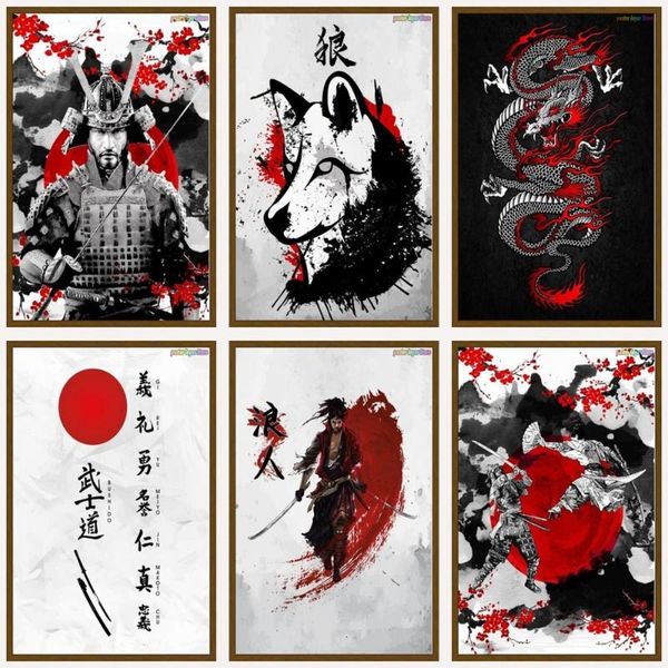

wall stickers japan bonsa bushido samurai kanji and for room abstract ative home movie anime retro vintage poster decor
