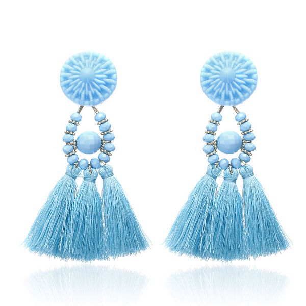 

studs earrings national style crystal long tassel, Golden;silver