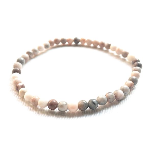 MG0117 Bracciale all'ingrosso naturale con diaspro zebrato rosa 4 mm Mini gioielli con pietre preziose Bracciale Yoga Mala fatto a mano di alta qualità