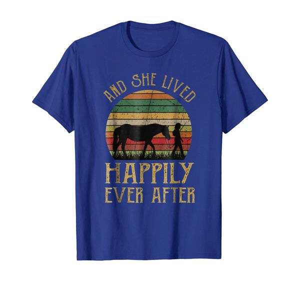 

and she lived happily ever after horse t shirt for women men, White;black