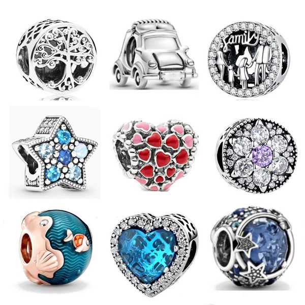 

s925 sterling silver family car hollow tree of life beads charms adapting original pandora charms bracelets diy jewelry for women, Bronze;silver
