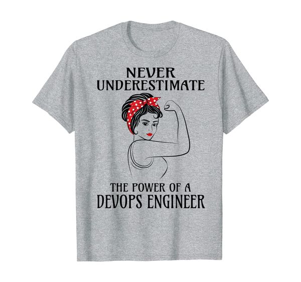 

never underestimate devops engineer t-shirt, White;black