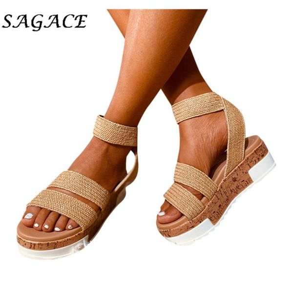 

dress shoes sagace women sandals wedge platform rubber beach 2021 ladies open toe leather genuine, Black