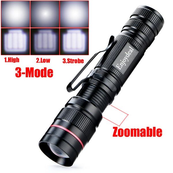 

flashlights torches q5 led 2000 lumen lamp clip mini zoomable torch penlight for outdoor lights hunting fishing camping emergency