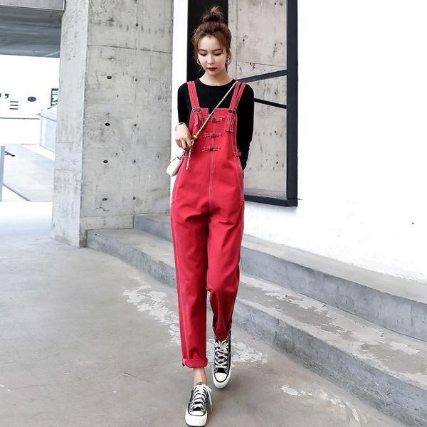 

women's jumpsuits & rompers korean style for women 2021 fashion spring casual cargo jumpsuit romper sleeveless long pants woman dungare, Black;white