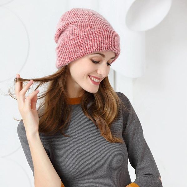 

beanies 2021 women knitted winter hat female warm fluff beanie girl solid bonnet femme skullies soft hats caps
