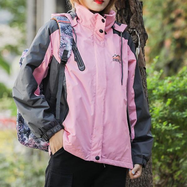 

women's jackets autumn and winter waterproof outdoor stormsuit female jacket women plush thickened mountaineering hooded vintage basic, Black;brown