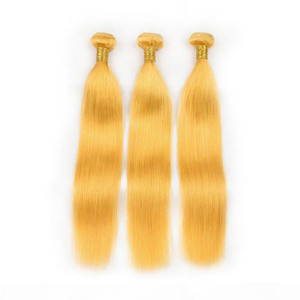 

pure yellow human hair wefts straight hair extensions yellow color indian virgin human hair weave bundles mixed length tangle free, Black