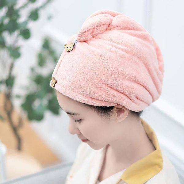 

towel microfiber super absorbent quick hair drying for women girls 2pc dry hat lady household bath tool
