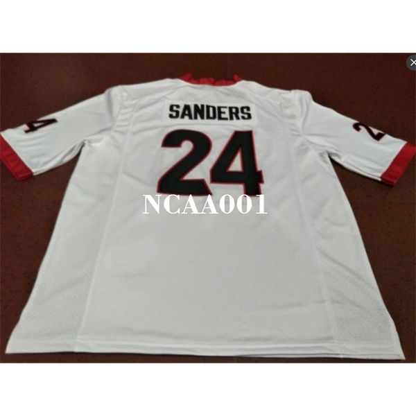 

001 #24 dominick sanders georgia bulldogs red black white college jersey or custom any name or number jersey