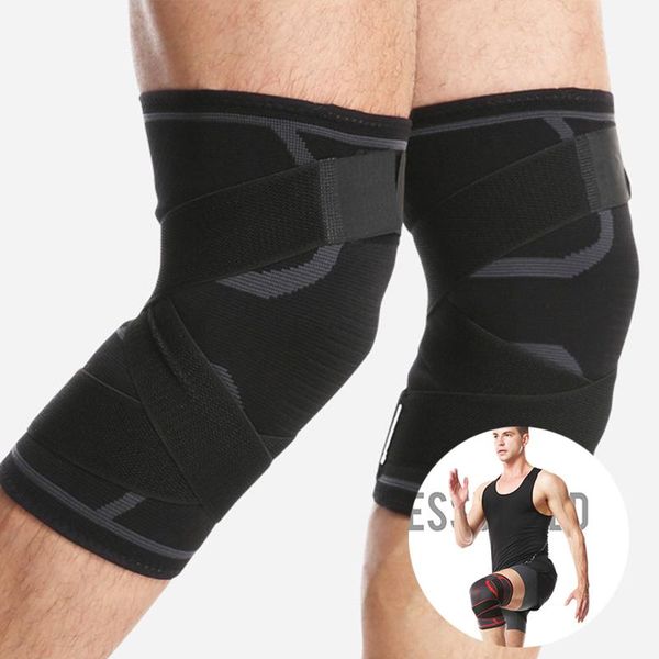 

elbow & knee pads 2/1pc sports kneepad elastic nylon bandage pressurized fitness running volleyball support braces protector, Black;gray