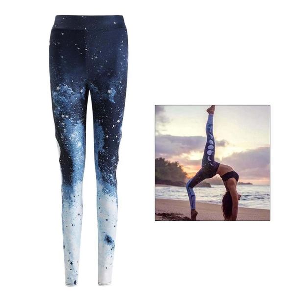 

1pc star sky gradient printing women sports yoga pants high waist leggings elastic tight fitness gym sports tights), White;red