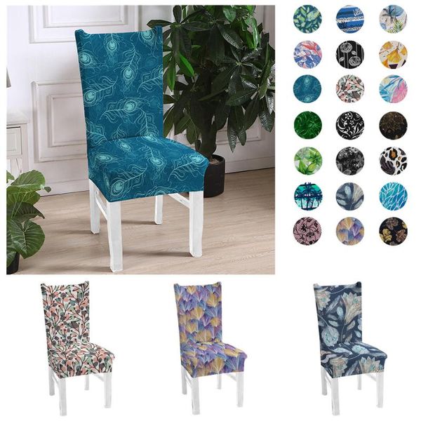 

chair covers customize leaf printed kitchen spandex elastic stretch decoration dining seat cushion anti-dirty