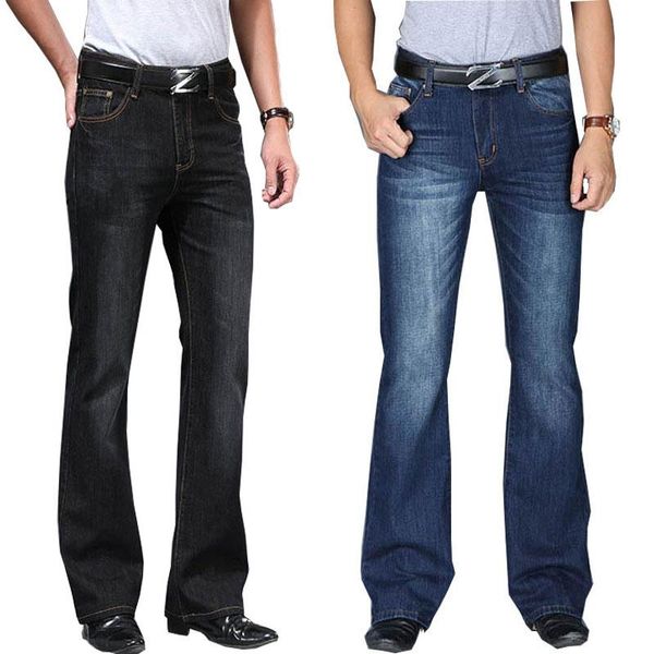 

jeans for men 2021 men's big flared jeans boot cut leg flared loose fit high waist male designer classic denim, Blue