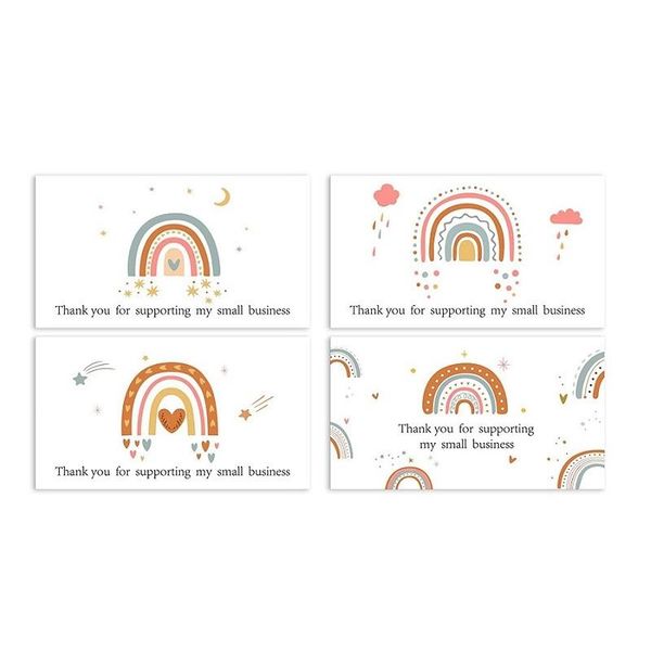 

gift wrap 20pcs cute rainbow thank you for your order small business card shopping decoration label supplies 5cm*9cm