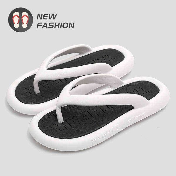 

slippers summer men beach outdoor flip flops male women indoor home thick sole non slip eva quality fashion design slides couple slippers 22, Black