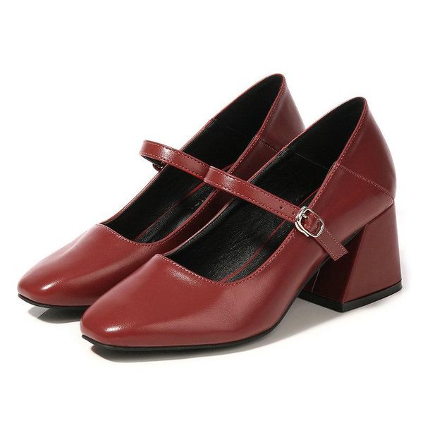

golden mary jane shoes square toe thick heel shallow mouth high heels large yard two-wear ladies single shoes fashion work pumps, Black