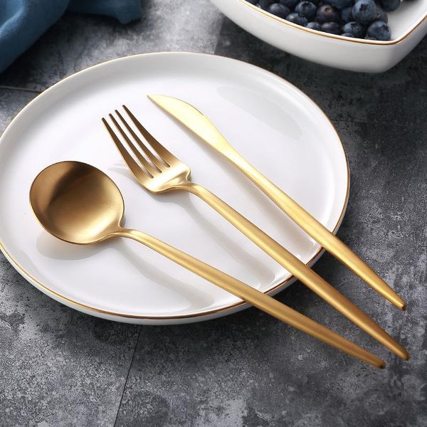 

stainless steel tableware gold knife meal spoon fork chopsticks coffee spoon flatware exquisite western dinner dessert cutleries ld70807