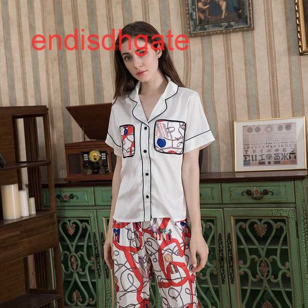 

pants pajamas women's summer ice sleeve silk short, Black;white