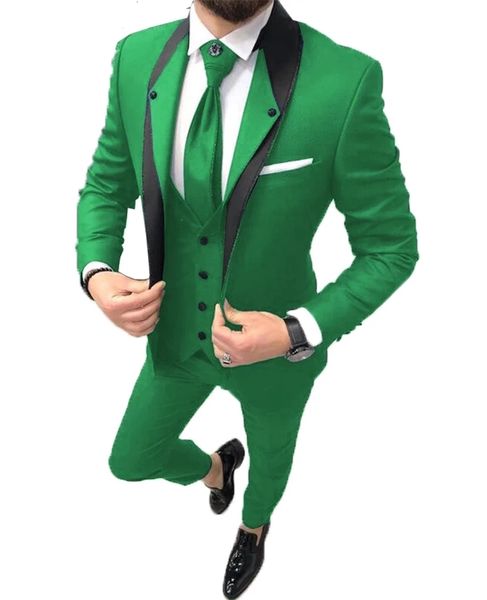

men's suits & blazers suit male green wedding homme suit three skinny fashion s groom blazer (jacket + pants vest) khj3, White;black
