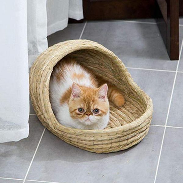 

small animal supplies pet hamster natural grass woven slipper shape warm nest bed molar toy light storage box cages accessories